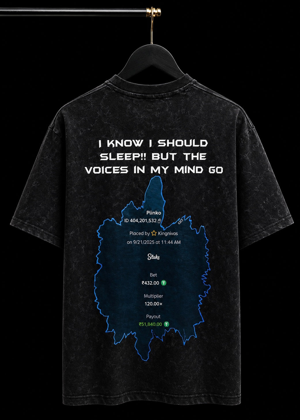 MY MIND GAMBLING BLACK ACID WASH OVERSIZED T SHIRT
