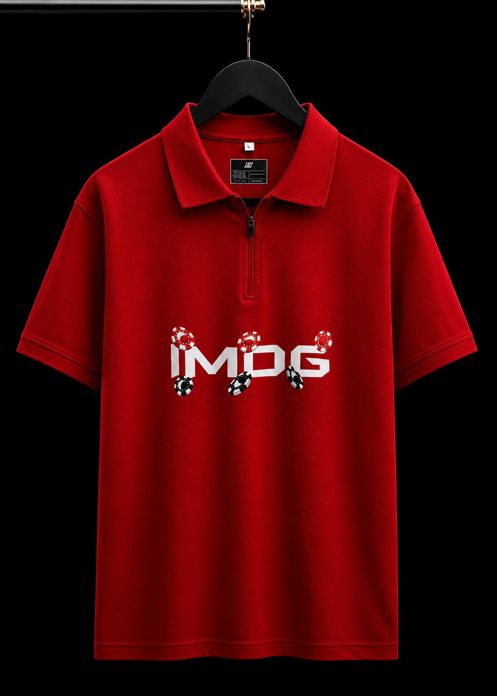 MIND GAMBLING OVERSIZED RED POLO T SHIRT