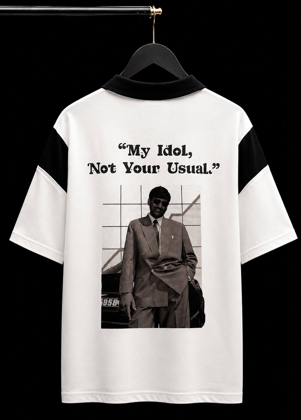 HARSHAD MEHTA WHITE OVERSIZED POLO T SHIRT