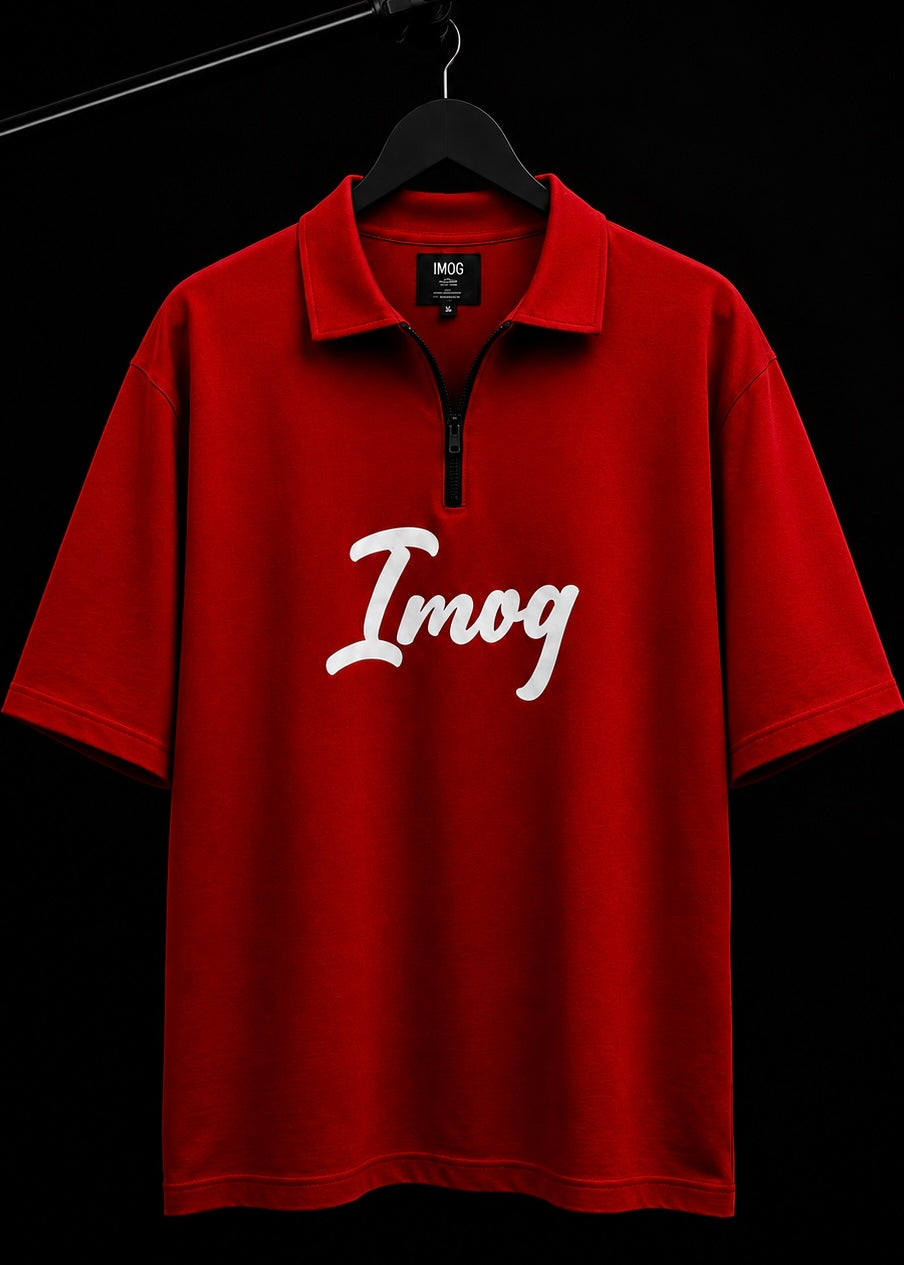 CHARTS DON’T LIE OVERSIZED RED POLO T SHIRT