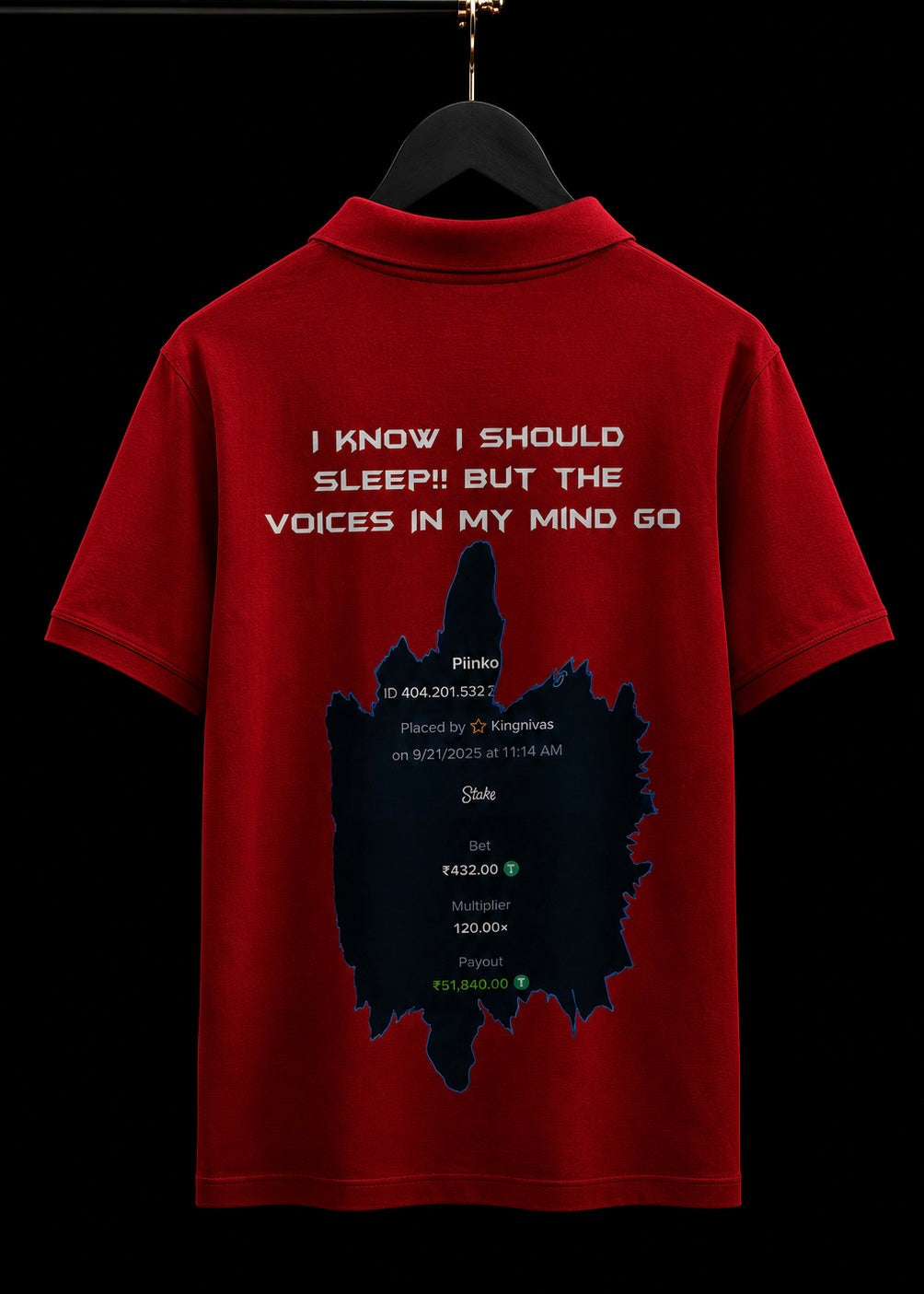 MIND GAMBLING OVERSIZED RED POLO T SHIRT