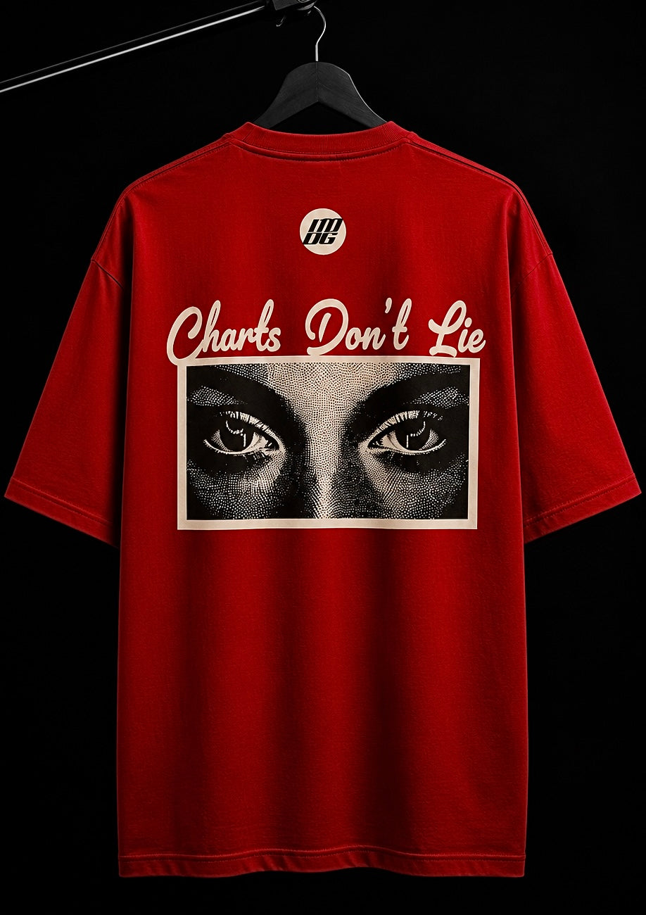 CHARTS DON’T LIE OVERSIZED RED T SHIRT